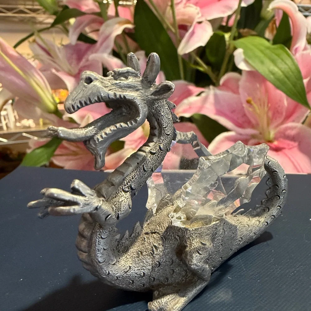 Mystical Silver Dragon Reptile Decor